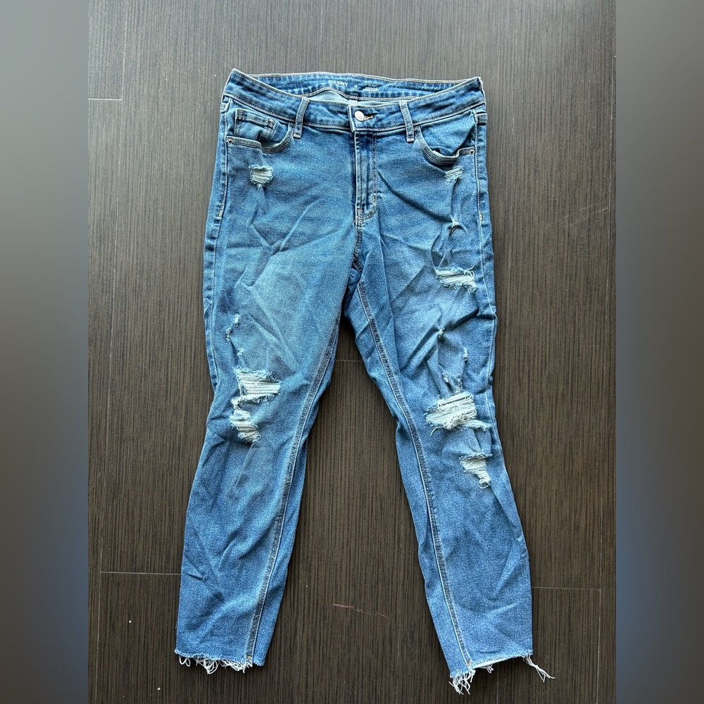 Old Navy Women's Ripped Skinny Jeans - Light Blue